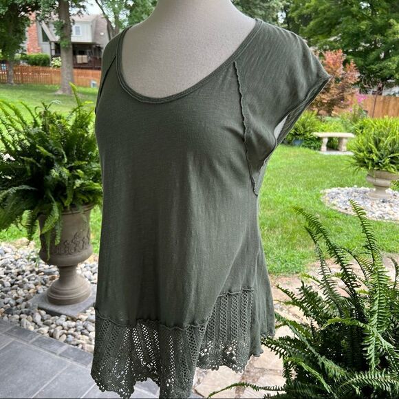 Altar’d State Boho Olive Green short Sleeve Top Size - Picture 2 of 9